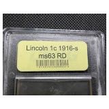 1916-S Lincoln Cent USCG MS63  RD- Greysheet Wholesale Value for an MS63 RB is $160