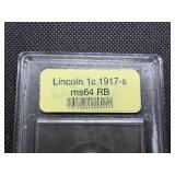 1917-S Lincoln Cent USCG MS64  RB- Greysheet Wholesale Value for an MS64 RB is $275