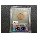 1920-P Lincoln Cent USCG MS66  RD- Greysheet Wholesale Value for an MS66 RD is $525