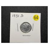 1931-S High Grade Silver  Mercury Dime