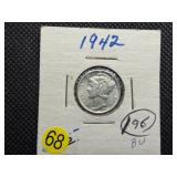 1942 Silver Mercury Dime Marked BU When Purchased