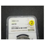 Key Date 1884-S Silver Morgan Dollar - NGC AU53 - NGC Price Guide Value for an AU53 is $245