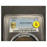 1896 Silver Morgan Dollar - PCGS MS65 - PCGS Price Guide Value for an MS65 is $225