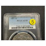 Key Date 1897-O Silver Morgan Dollar - PCGS AU55 - PCGS Price Guide Value for an AU55 is $240