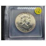 1951 Franklin Silver Half Dollar  ICG MS64 FBL - Greysheet Wholesale Value for an MS64 FBL is $47.88