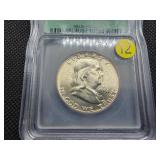 1951 Franklin Silver Half Dollar  ICG MS64 FBL - Greysheet Wholesale Value for an MS64 FBL is $47.88