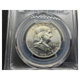 1958-D Franklin Silver Half Dollar  PCGS MS64 FBL -  PCGS Price Guide Value for an MS64 FBL is $55