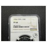 1956 Type 2 Proof Franklin Silver Half Dollar  NGC PF68 -  NGC Price Guide Value for a PF68 is $125