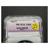 1993-P Proof American Silver Eagle NGP PR70  DCAM - Greysheet Wholesale Value for a PR70 is $450!