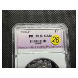 1996-P Proof American Silver Eagle NGP PR70  DCAM - Greysheet Wholesale Value for a PR70 is $280!
