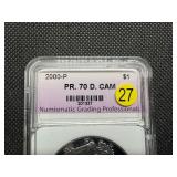 2000-P Proof American Silver Eagle NGP PR70  DCAM - Greysheet Wholesale Value for a PR70 is $250!