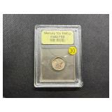 1941-P (Mislabeled as a 1945-P) Silver Mercury Dime USCG MS64 FSB - Greysheet Wholesale Value for An MS64 FSB is $22