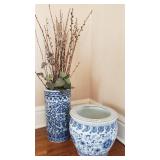 2 Large Ceramic Oriental Planters