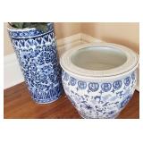 2 Large Ceramic Oriental Planters