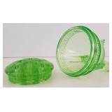 Vintage Vaseline Glass Flower Frog w/Lid