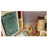 Large Bin of Vintage Toys etc