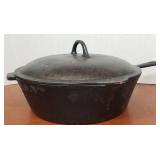 Very Nice Old Vintage 11" Cast Iron Skillet w/Heat Ring & Lid