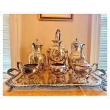 Ornate Antique Hallmarked Silver Plated Tea Service Set w/Tray