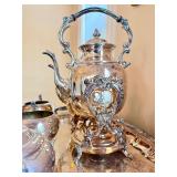 Ornate Antique Hallmarked Silver Plated Tea Service Set w/Tray