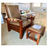 Very Nice Genuine STICKLEY Oak Armchair w/Matching Ottoman