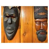 2 Large Vintage African Carved Wood Masks
