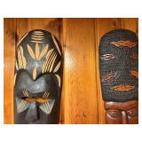 2 Large Vintage African Carved Wood Masks