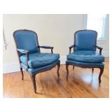 Matching Pair of Vintage Blue Parlor Chairs