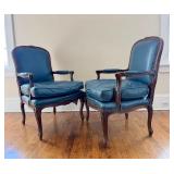 Matching Pair of Vintage Blue Parlor Chairs