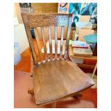 Antique Oak Rolling Swivel Office Chair