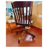 Antique Oak Rolling Swivel Office Chair