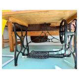 Coffee Table Made w/Antique Cast Iron Sewing Cabinet Treadle Base