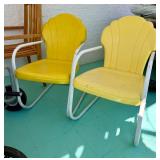 2 Vintaeg Yellow Metal Springer Porch Chairs