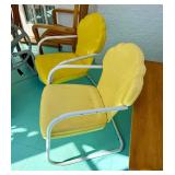 2 Vintaeg Yellow Metal Springer Porch Chairs