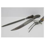 Antique Stag Horn & Sterling Silver Handle Cutlery Set