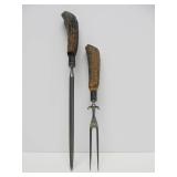 Antique Stag Horn & Sterling Silver Handle Cutlery Set