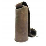 LARGE Early Antique Brass or Copper Cow Bell w/Original Leather