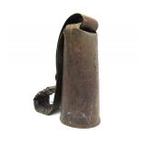 LARGE Early Antique Brass or Copper Cow Bell w/Original Leather