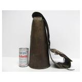 LARGE Early Antique Brass or Copper Cow Bell w/Original Leather