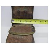 LARGE Early Antique Brass or Copper Cow Bell w/Original Leather