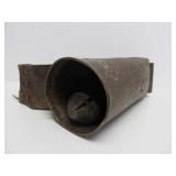 LARGE Early Antique Brass or Copper Cow Bell w/Original Leather
