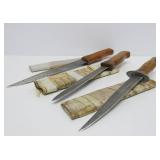 3 Primitive Antique Long Knives