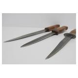 3 Primitive Antique Long Knives