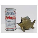 Old Vintage Brass Fish Ash Tray / Receiver