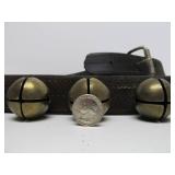 LARGE Antique Leather Strap Sleigh Bell Set