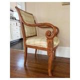Beautiful Vintage Carved Scrolled Wood Armchair