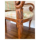 Beautiful Vintage Carved Scrolled Wood Armchair