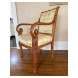Beautiful Vintage Carved Scrolled Wood Armchair