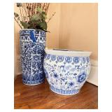 2 Large Ceramic Oriental Planters
