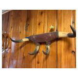 Old Vintage Western Style Buffalo or Cattle Horn Hat/Coat Rack