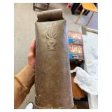 LARGE Early Antique Brass or Copper Cow Bell w/Original Leather